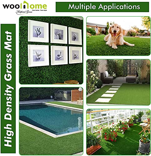 Image of Woohome 35mm Artificial Grass Mat for Balcony | Green Grass Carpet for Balcony | All-Weather Home and Office Edition (Size - 4X4 Ft | Green grsaa Capet for Balcony)