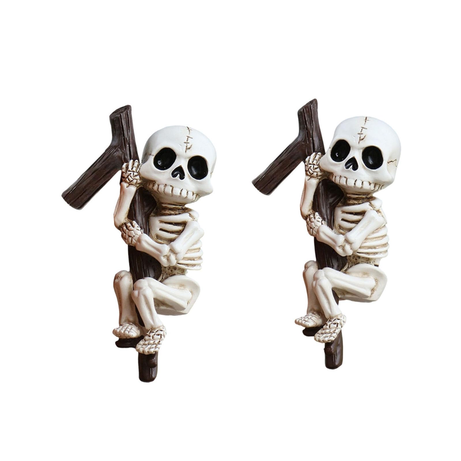 Lerpwige 2Pcs Halloween Hanging Skeleton Flower Pots Huggers Figurines For Home Garden Decoration Resins Planter Hanging Statue Weather Resistant Garden Art