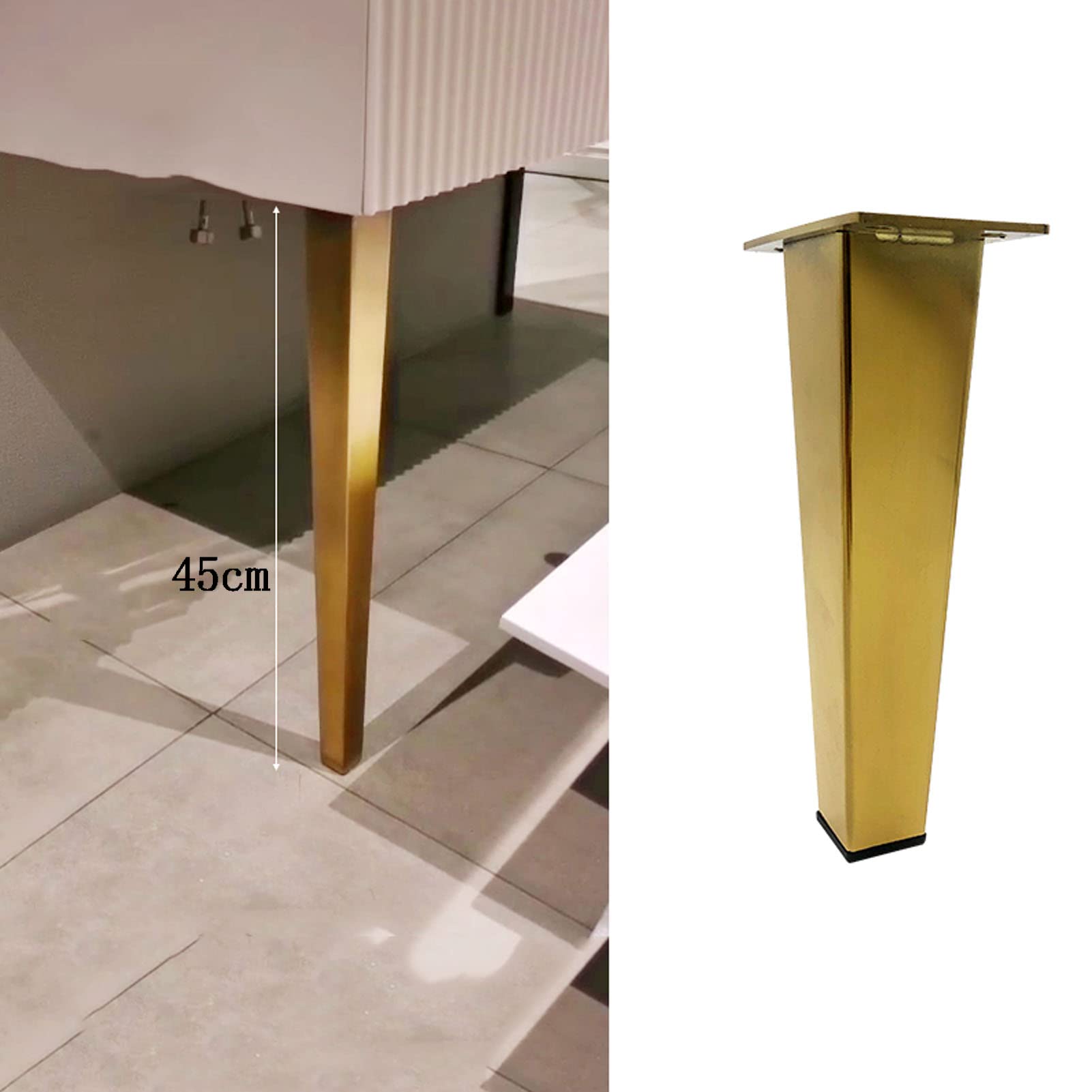 Genérico Patas De Acero Inoxidable Ajustables para Muebles, Robustas Y Antideslizantes, con Altura Regulable De 0 A 10 Mm, Aptas para Armarios Y Sofás (Gold 35.5 cm / 13.98 in)