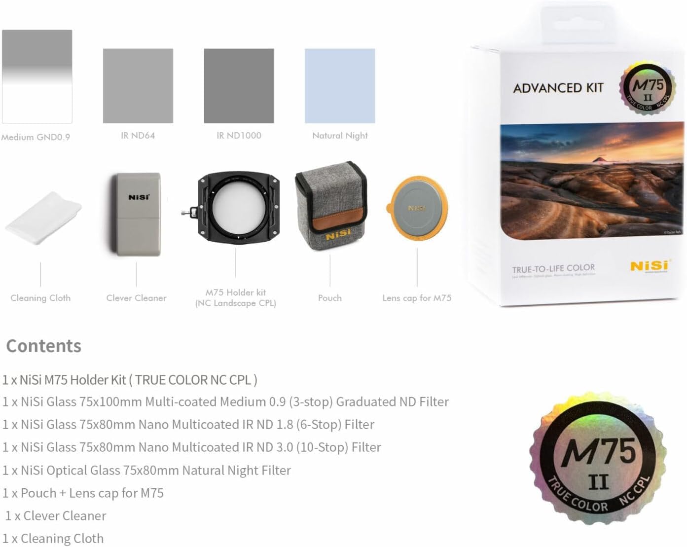 TGC　nisi M75 アドバンスキット ×nd8フィルター付　美品 75mmシステム M75キット | NiSi 角型フィルターシステム