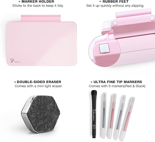 Miniatura 2 de Mini pizarra blanca de cristal puro de escritorio rosa, pequeña pendiente de cristal de pizarra blanca, pizarra blanca de escritorio, pizarra blanca