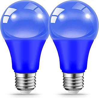 Blue Light Bulbs for Outdoor Porch, 9W(60W Equivalent) E26 Base LED Colored Bulb for Christmas, Halloween,Wedding,Party,Bar,Holiday Lighting,Home Decor, 2-Pack