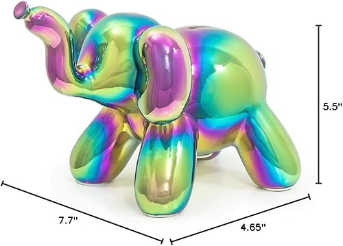 Miniatura 6 de Made By Humans Banco de dinero con globos, elefante bebé, regalo único de alcancía para niños y adultos geniales, color dorado