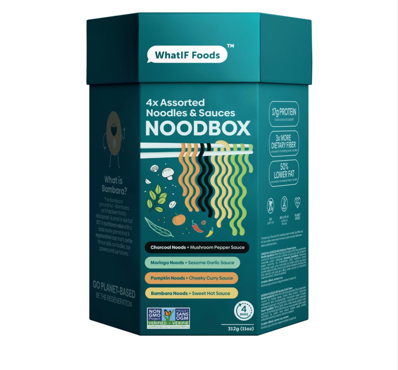 Healthy Instant Noodles Variety Pack | Vegan, Air Fried, High Protein & Fiber | Quick Cooking for Ramen, Wok, Soup, Stir Fry | 4 Delicious Flavors by WhatIF Foods