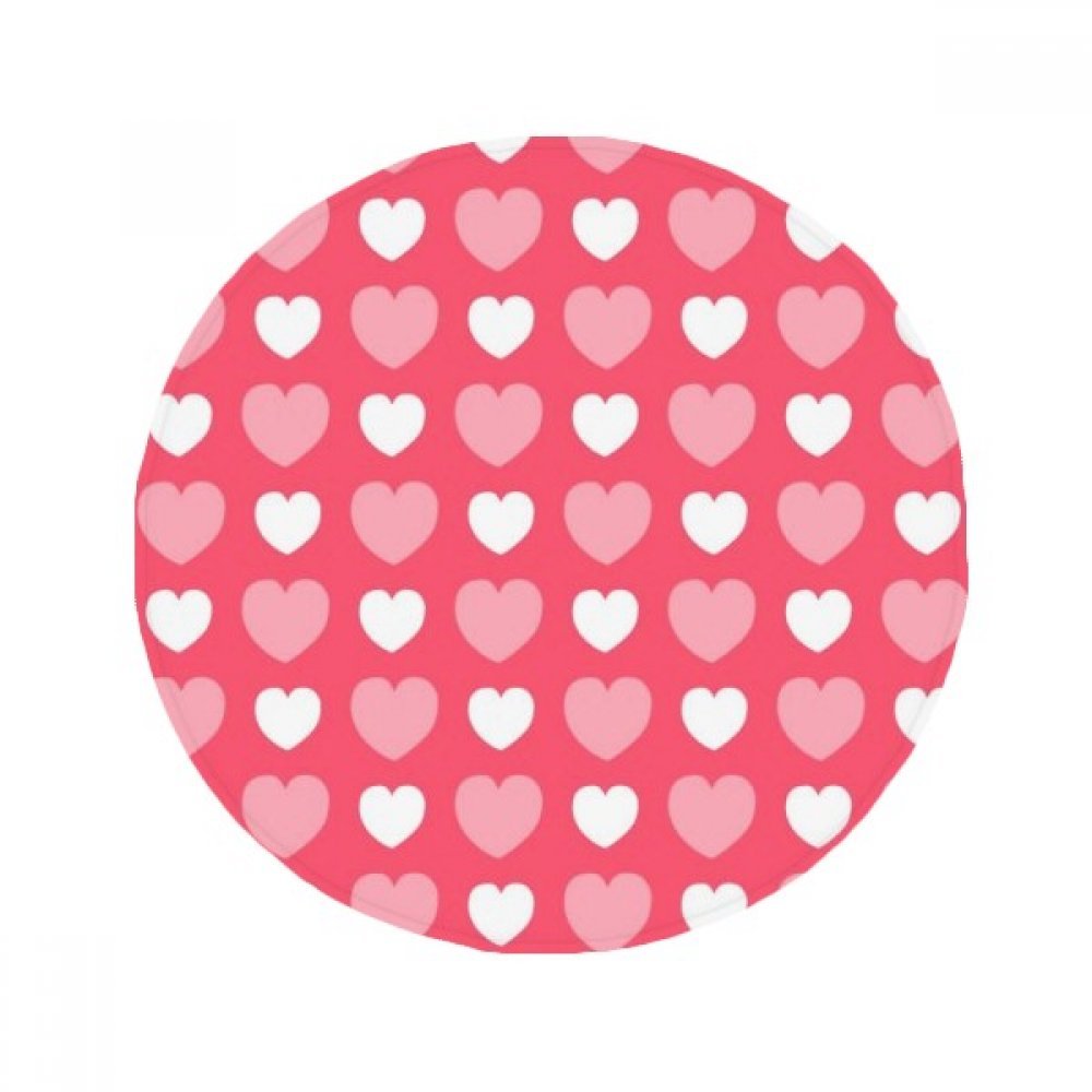 Tapis de sol anti-taches St Valentin rose blanc rond 50cm pour salon et salle de bain