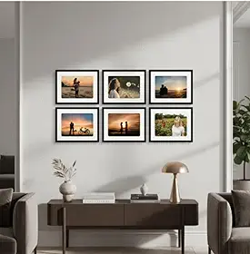 Moldura com paspatur para fotos 15x21cm, kit com 6 porta retratos