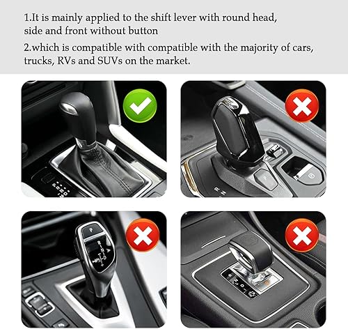 Miniatura 6 de Funda de cuero para palanca de cambios con diseño transpirable, funda de perilla de palanca de cambios de moda para decoración de automóvil,