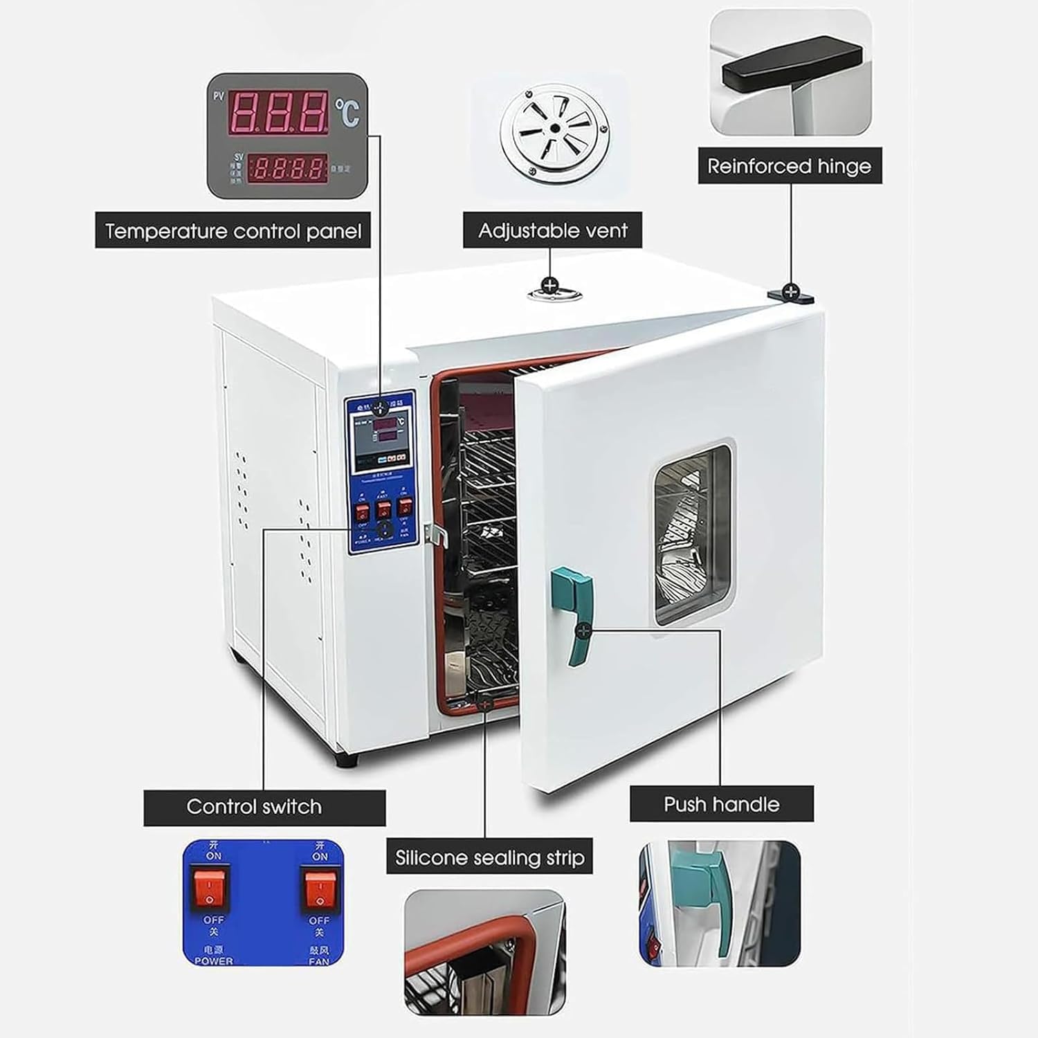 Elektryczny Piekarnik O Stałej Temperaturze, Laboratoryjny Piekarnik Grzewczy O Mocy 300 W Z Wyświetlaczem LED, Precyzyjną Kontrolą Temperatury I Równomiernym Ogrzewaniem, Do Laboratorium