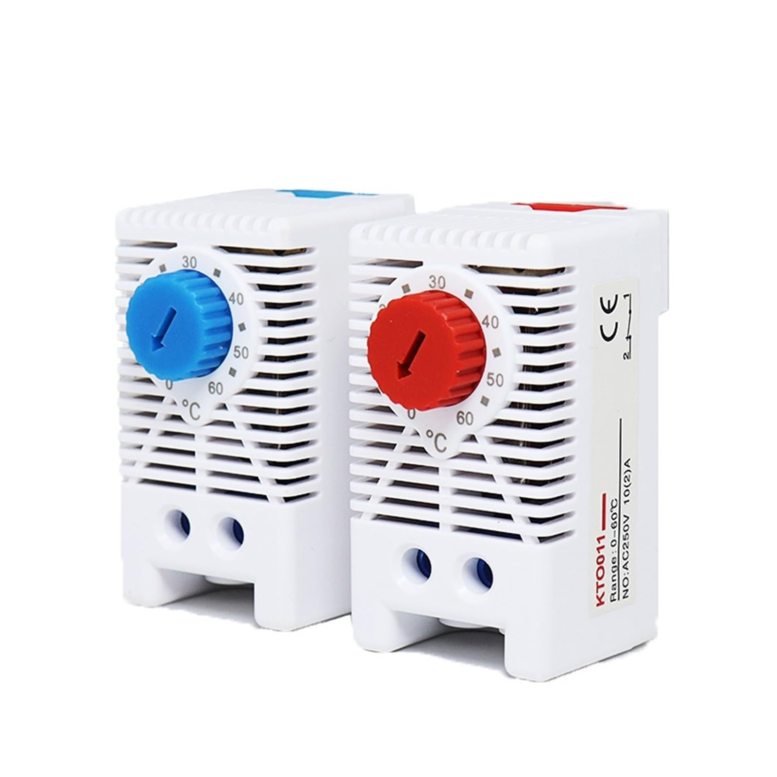 3 pezzi KTO011 KTS011 NC/NO Regolatore di temperatura for armadietto 0-60℃ Termoregolatore meccanico su guida DIN Termostato bimetallico compatto(KTS011)