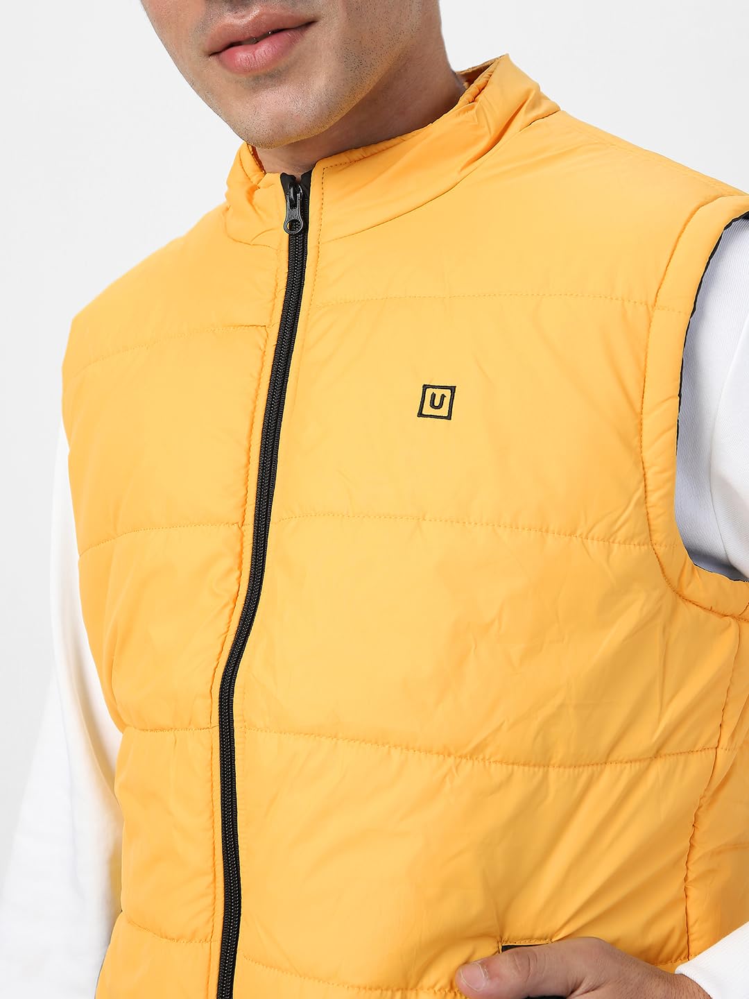 Urbano Fashion Men's Mustard Sleeveless Zippered Puffer Jacket (jakt-puff-slvless-mustd-xl) 4