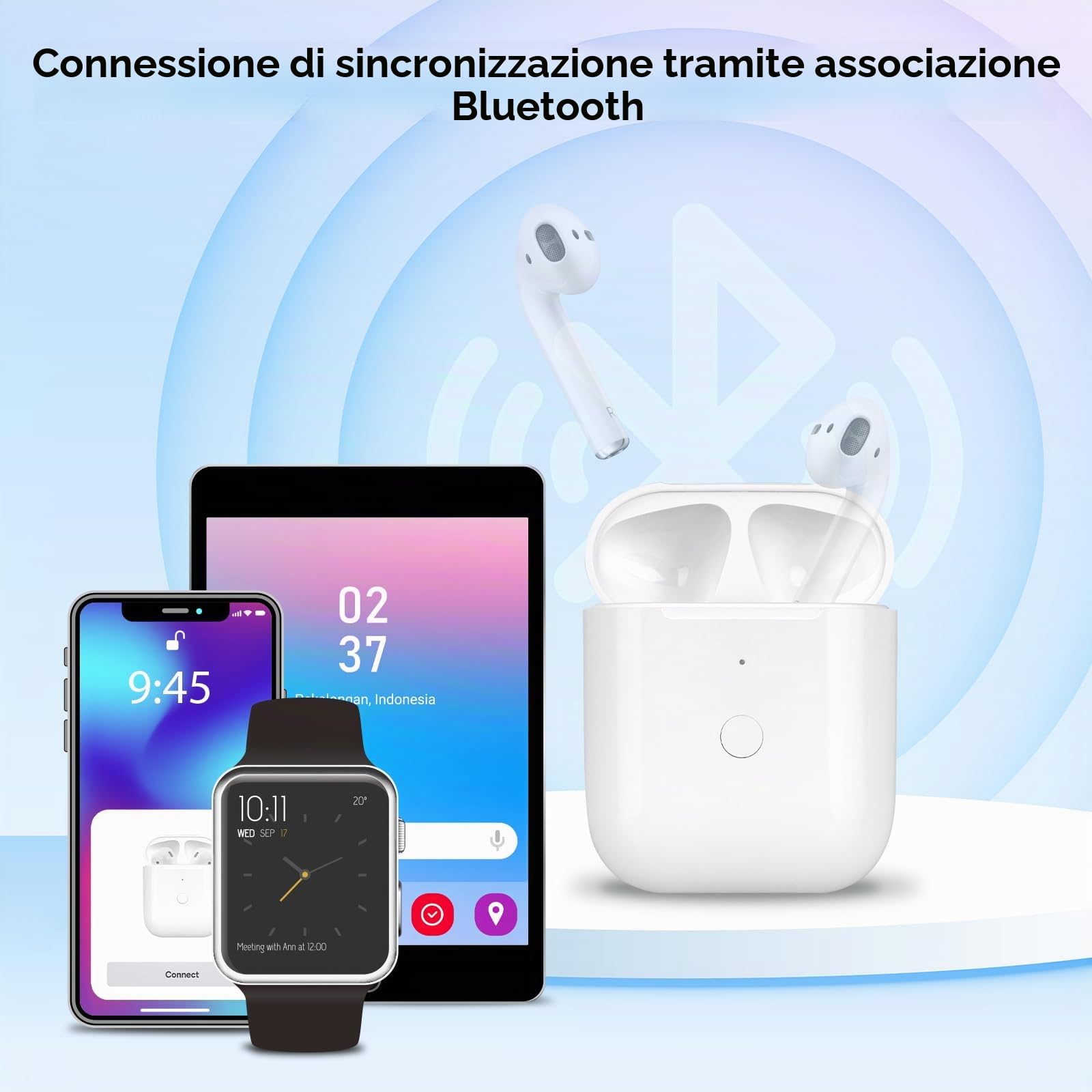 Custodia di ricarica di ricambio per AirPod compatibile con AirPods 1a 2a generazione, custodia di ricarica wireless da 550 mAh, pulsante di sincronizzazione accoppiamento Bluetooth (senza auricolari)