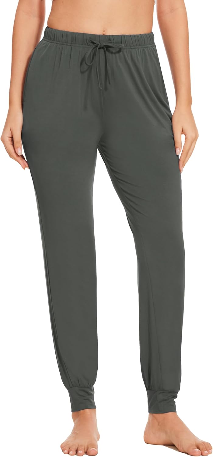 Bamboo Viscose Pajama Bottoms Women Drawstring Waist Pajama Pants with Pockets