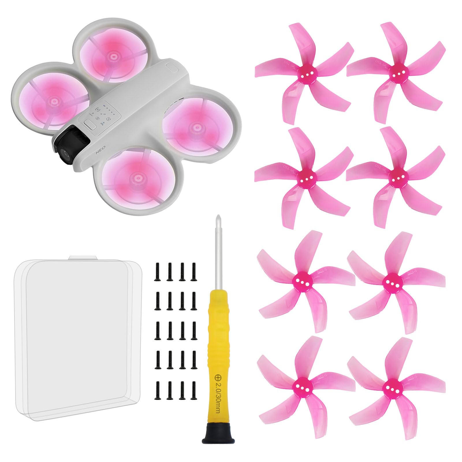 (Improved Version, Including Screws)-Drone Colorful Paddle Propeller for DJI NEO Silent Power Noise Reduction Replacement Traverser Wings Drone