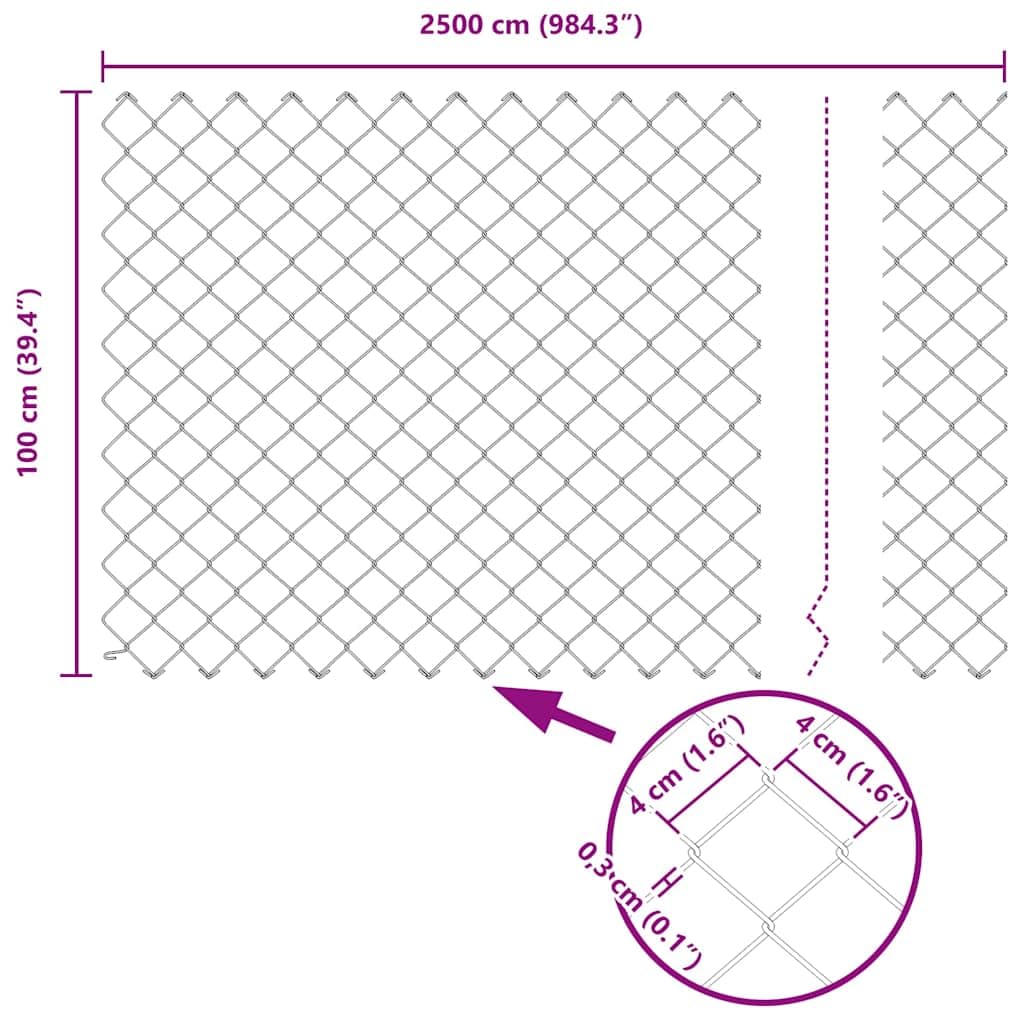 vidaXL Maschendrahtzaun 25 x 1 m Stahl Grün