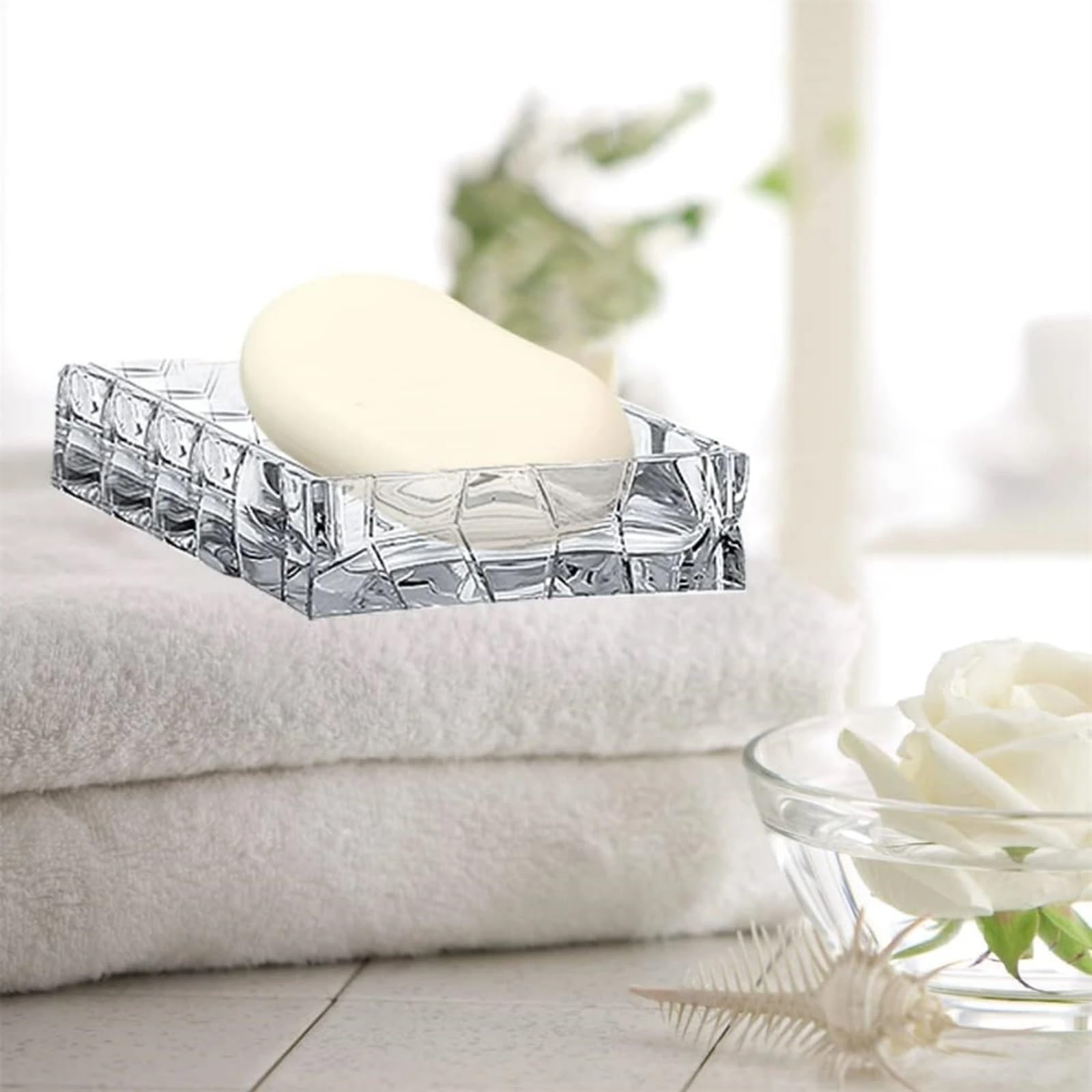 Set De Accesorios De Baño Juego de Accesorios de baño Blanco de 5 Piezas, con dispensador de loción, jabonera, Vaso, Soporte for Cepillo de Dientes y Juego de escobilla de baño