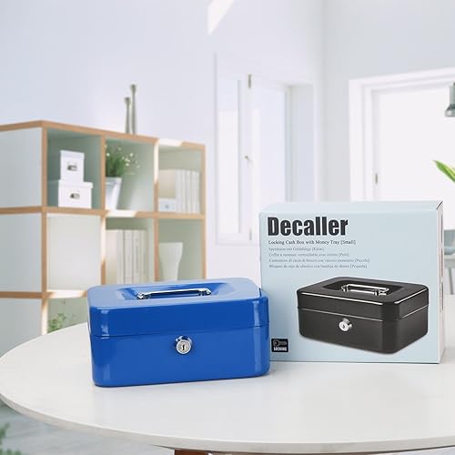 Vista 30 de Decaller - Caja de efectivo metálica con bandeja de dinero, con cerradura de llave para seguridad, rosa, mediana, 23,8 x 19,8 x 8,89 cm Rosa/Rebel