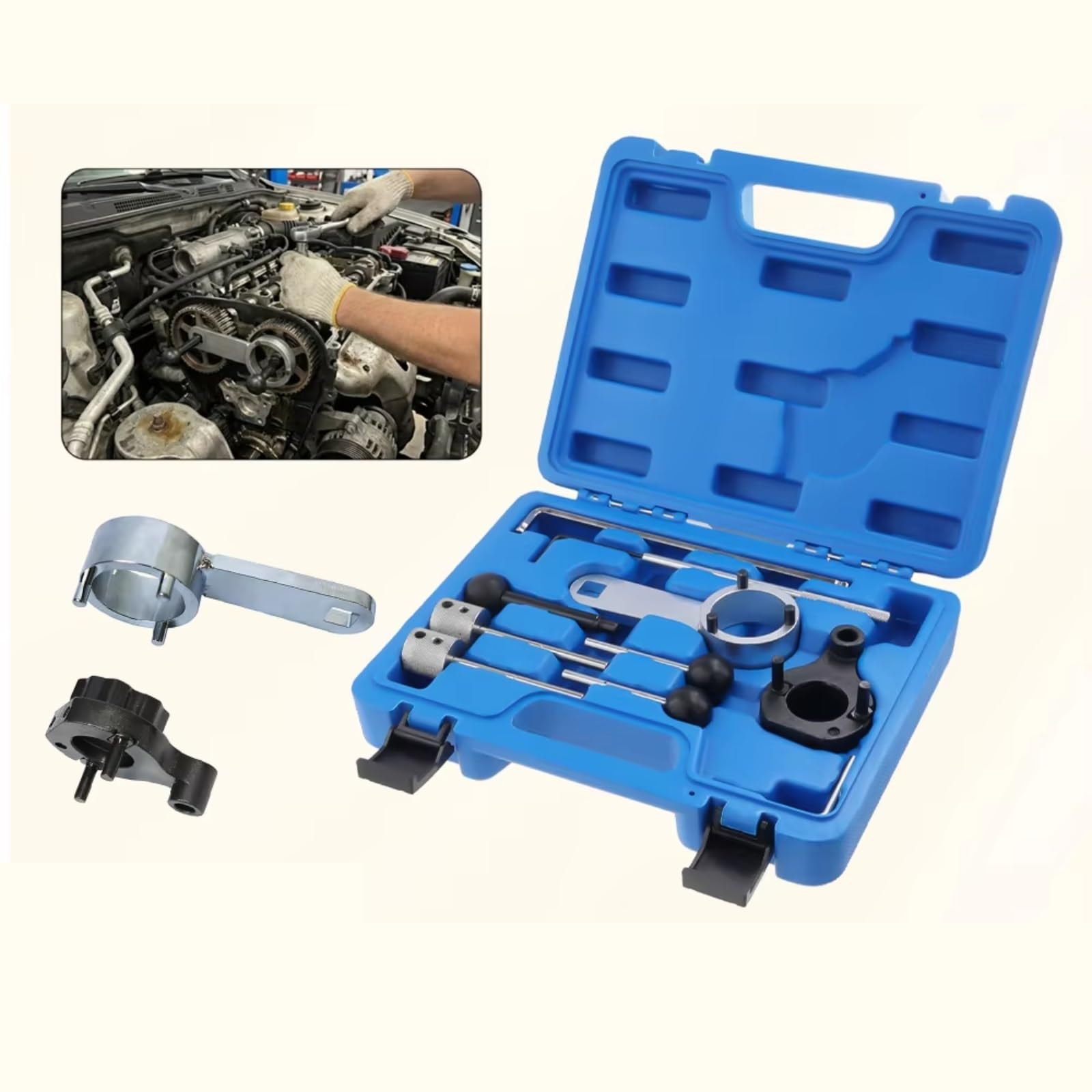 Kit De Herramientas Ajuste Bloqueo Árboles Levas Sincronización Del Motor T10264 Compatible Con Seat 2012-2025 Motores Diésel 1.6 2.0 TDI CR Common Rail Pasador bloqueo del tensor