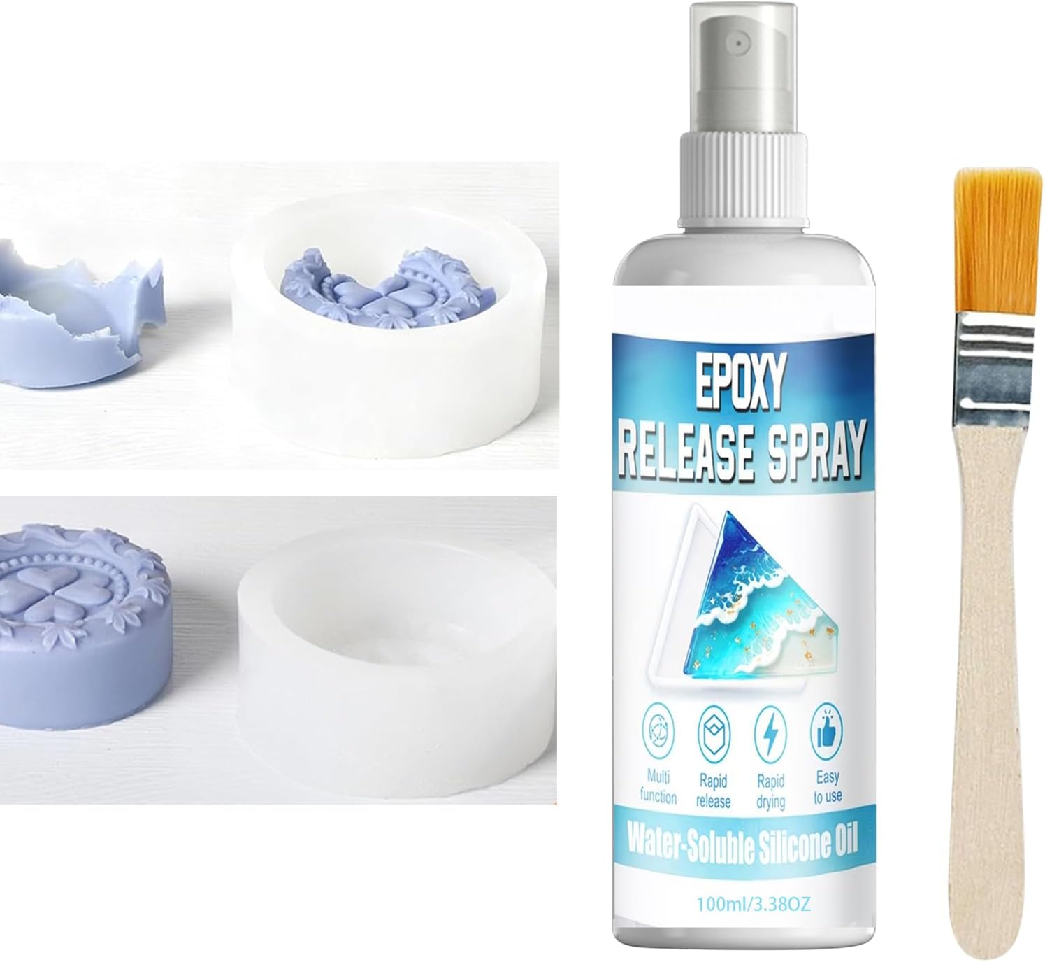 Epoxy Mold Release Spray - 100ml Fast Drying Lubricant Agent, Non Stick Casting | for Candle Soap Making Concrete Plaster Home Workshop Garage Craft Room Studio DIY Projects