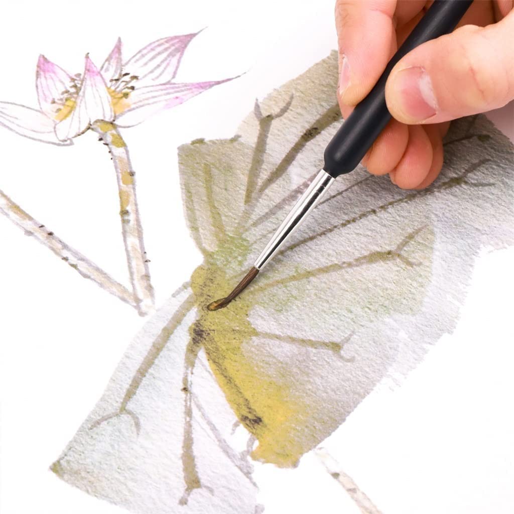 Juego de 10 Pinceles para Detalles, Pinceles en Miniatura para Detalles Finos y Pintura artística para Acuarela, Lienzo, Manualidades, Detalles y Pintura a,