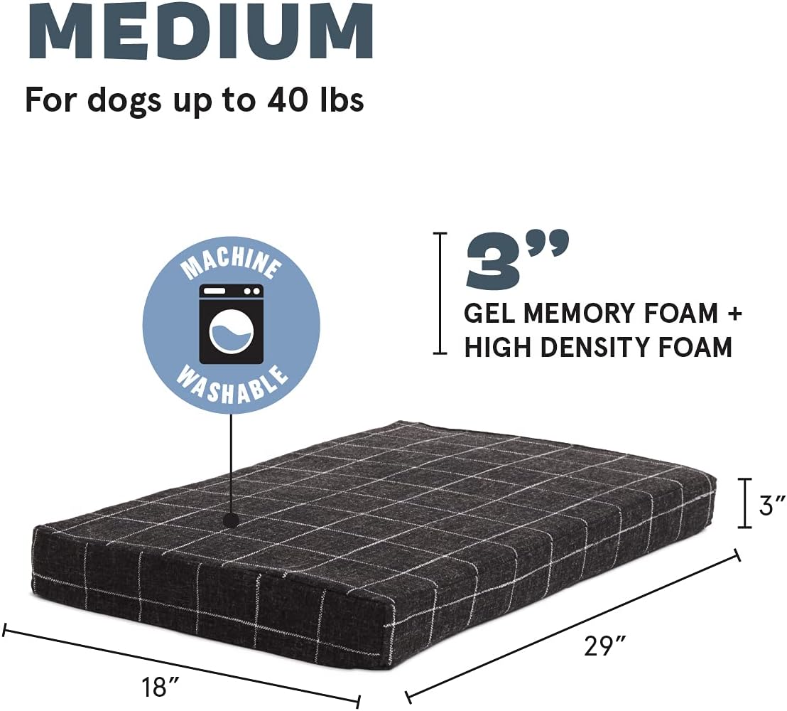 Barkbox Memory Foam Platform Dog Bed | Plush Mattress for Orthopedic Joint Relief | Machine Washable Cuddler with Removable Cover and Water-Resistant Lining | (Medium, Black Plaid)