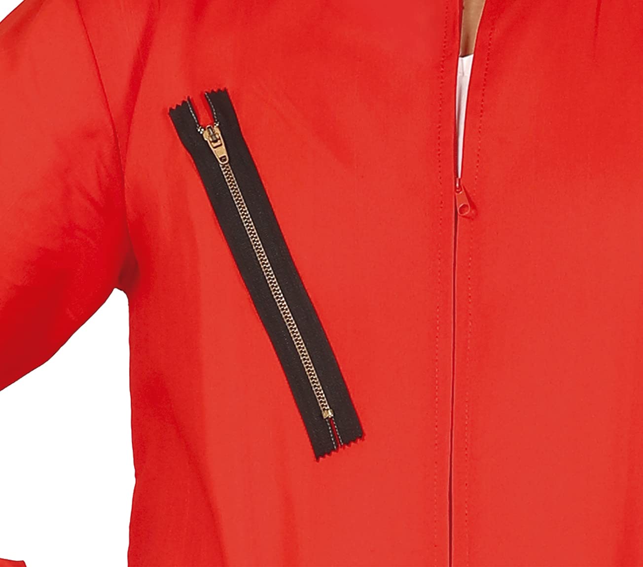 Overall Rot Aufseher Anzug Rot Karnevalskostüm Jumpsuit für Erwachsene Verkleidung Spieler Mit Kapuze und Reißverschluss, inklusive Gürtel