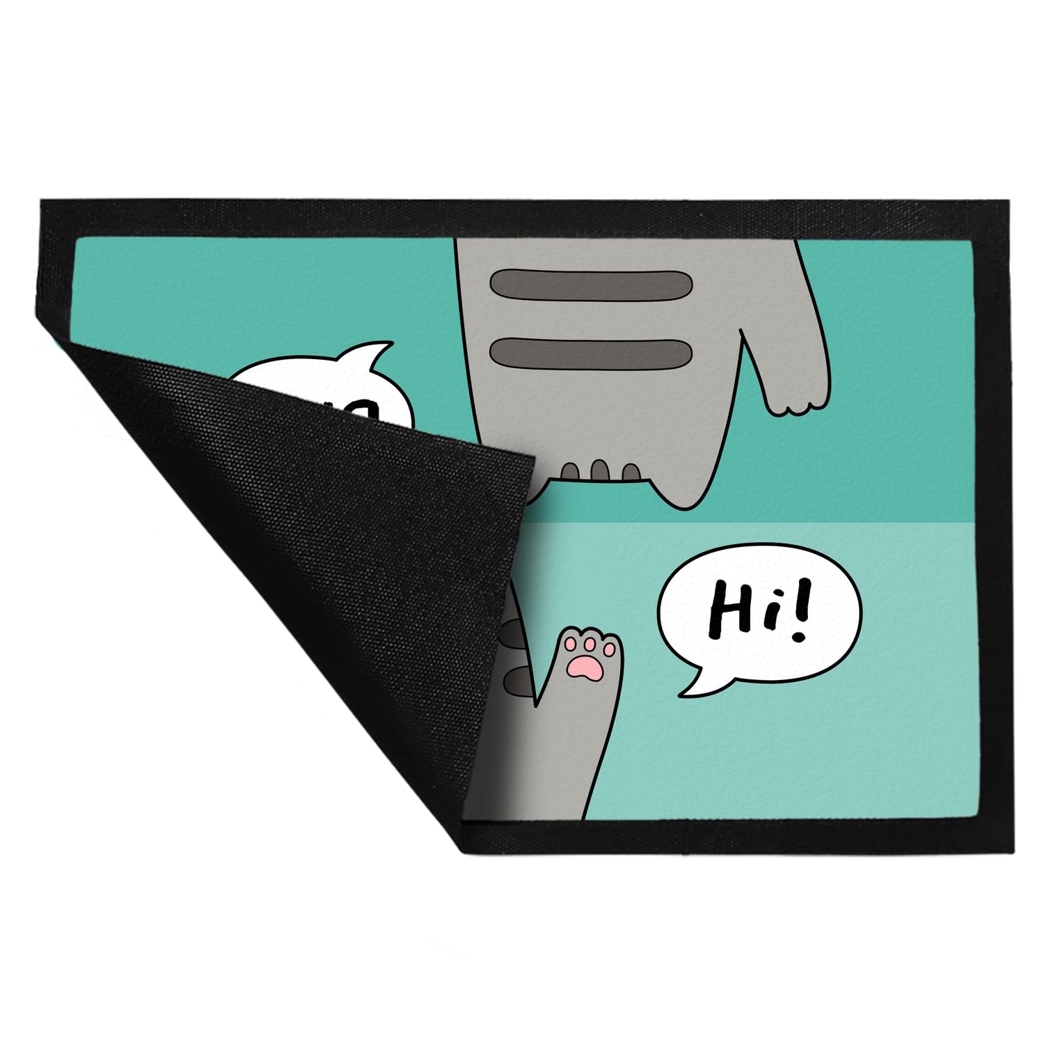 speecheese Katze Kawaii Fußmatte XXL in 50x75 cm mit Spruch Hi - Bye Neko süß Willkommen Besuch Hallo Tschüss Comic Doormat - Bezaubernde Katzenmotive für Haustür Flur Eingangsbereich