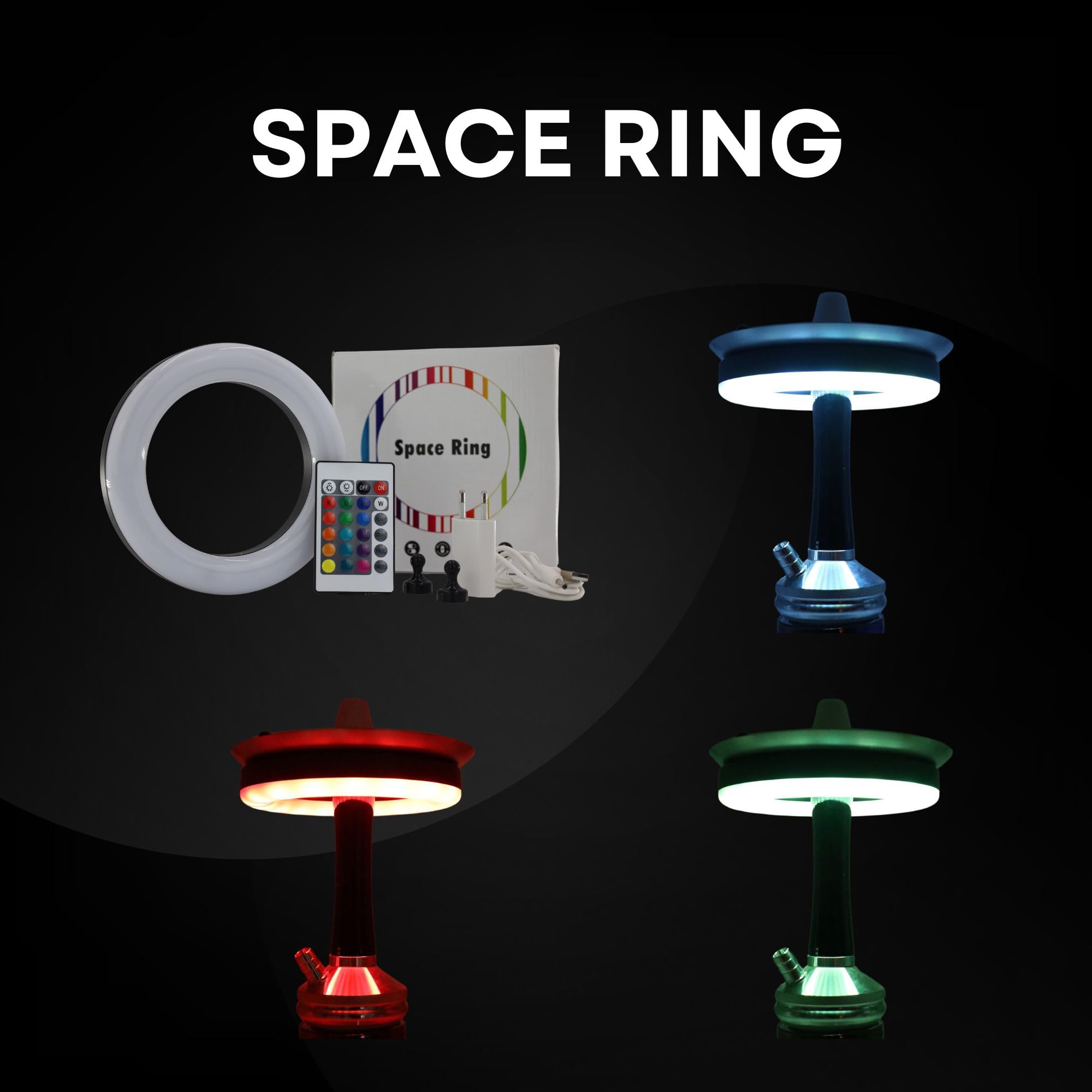 Diamond Hookah® Premium Centenary Shisha Set, Wasserpfeife Shisha Edelstahl im Komplettset, Kohlenanzünder 1000 Watt, 1Kg Kohle, Molassefänger, Mundstücke, Space Ring, Led (Centenary 12.0 BLK)