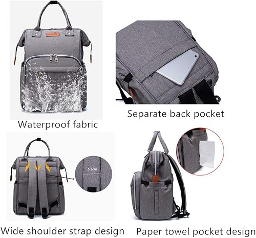 Miniatura 4 de Armbq Mochila de pañales para bebé niño y niña, bolsa de pañales multifunción para el cuidado del bebé, artículos esenciales de viaje para bebé,