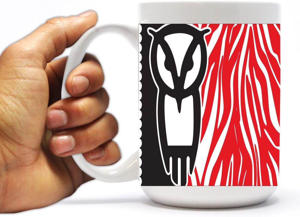 VictoryStore Ceramic Mugs - Chi Omega, Red Zebra Print Coffee Mug, 15 ounces