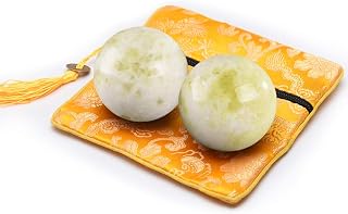 Chinese Marble Light Green Baoding Health Stress Exercise Balls Craft Collection 2''