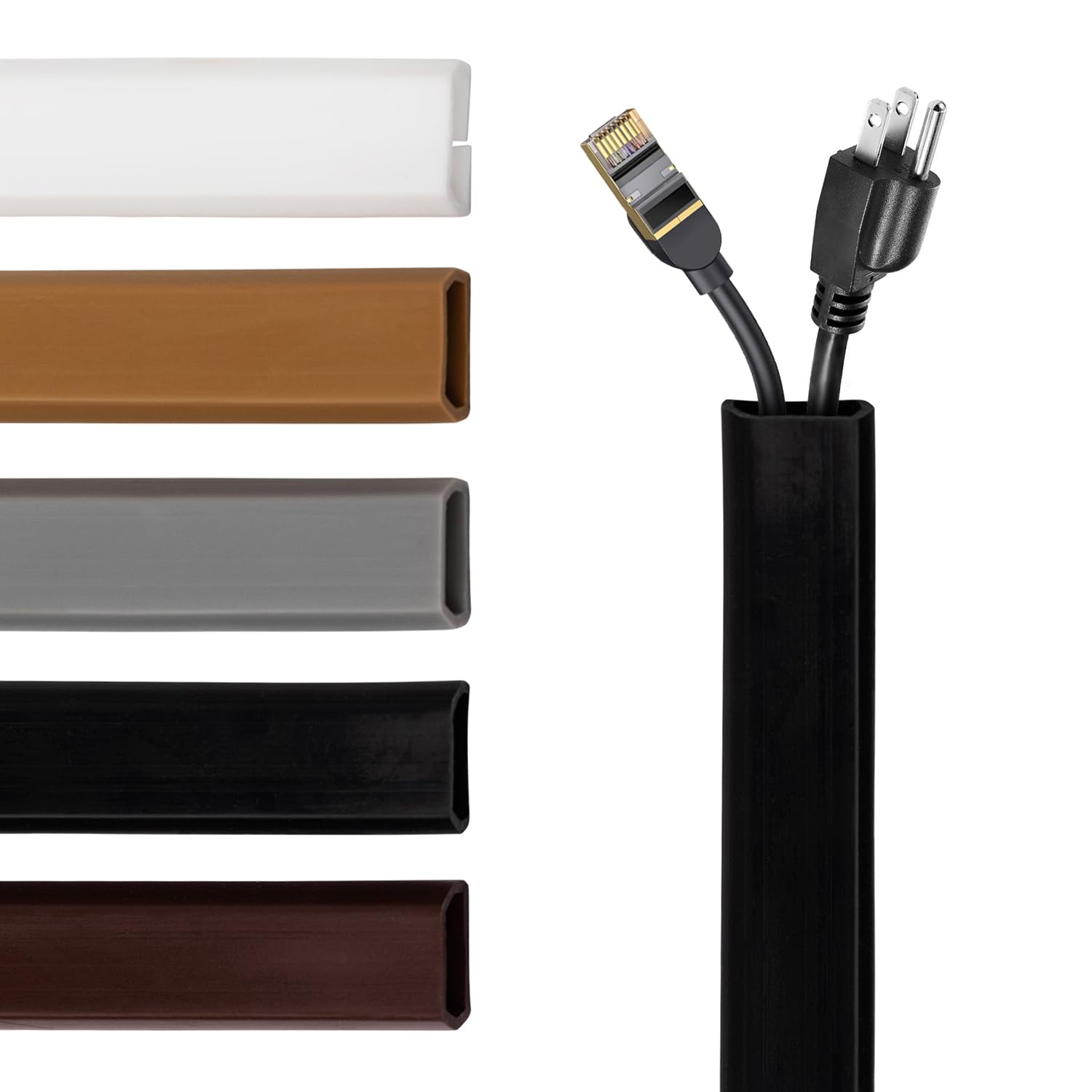 TV Cord Hider – Flexible Wall Cord Cover Low Profile Silicone Cable Raceway Self Adhesive Cut to Size Design for Hiding Wires on Wall Clean Home Setup