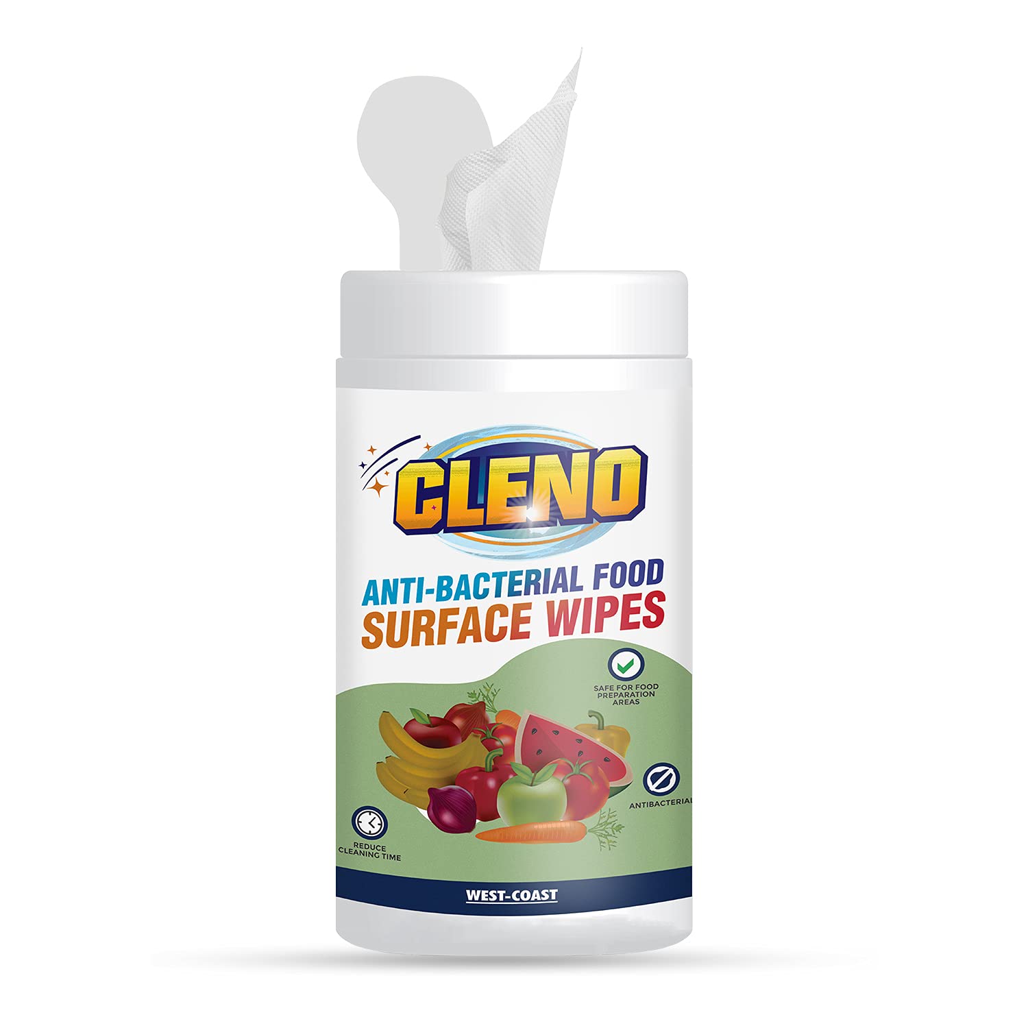 Cleno Anti-Bacterial Food Surface Wet Wipes Cleans Surface of Milk Packs/Fruits/Vegetables & Crockery/Removes Germs/Bacteria/Chemicals & Waxes - 50 Wipes (B09BR24H2L) Amazon Price History, Amazon Price Tracker