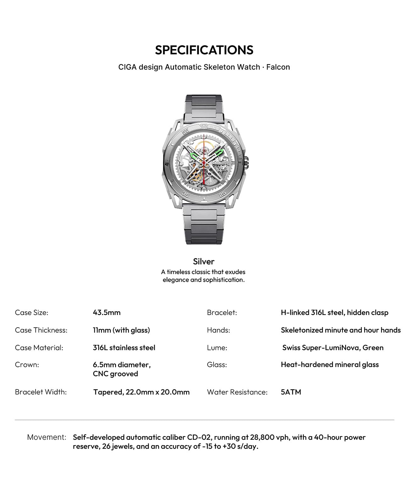 CIGA Design Falcon Reloj Automático Hombre