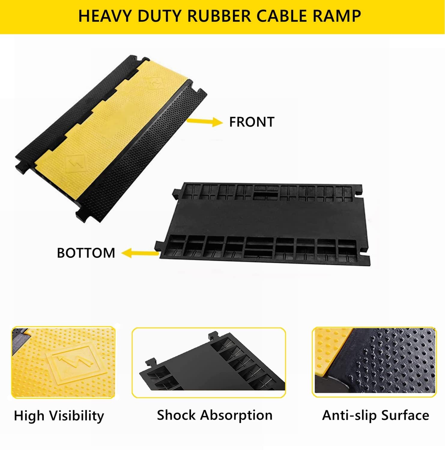 Cable Tidy Ramp Snapklik.com : MYOYAY Heavy Duty 2 Channel Ramp Rubber 1 Pack Cable ...