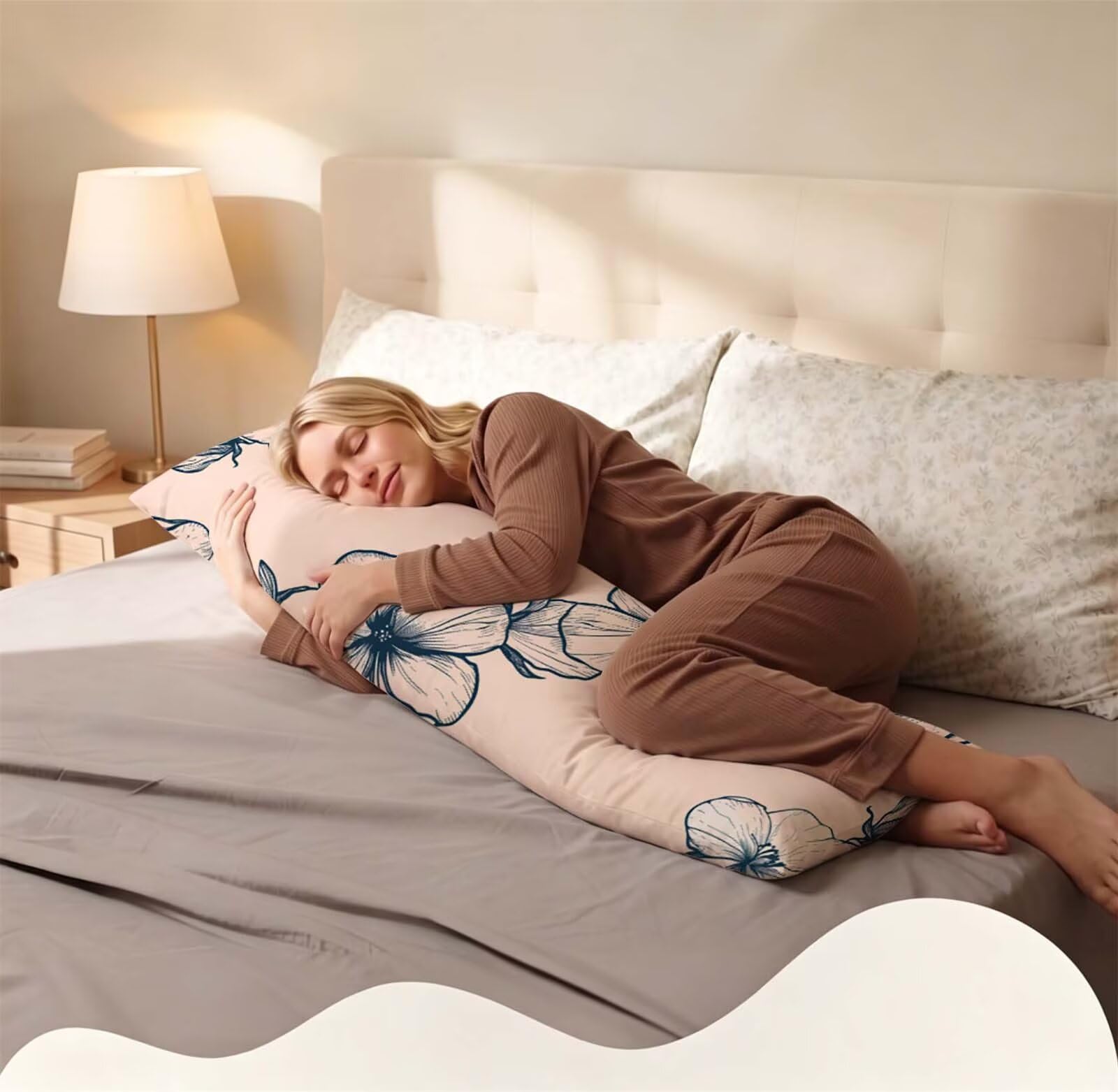 Rosa-30 Federe Cuscino Letto 55 x 160 cm, Grande Cuscini per Divano Lino, | Doppia Faccia Stampa, Semplice-3 Fodera per Cuscino Decorativa, con Cerniera, Cuscino per Dormire Sul Fianco j-156