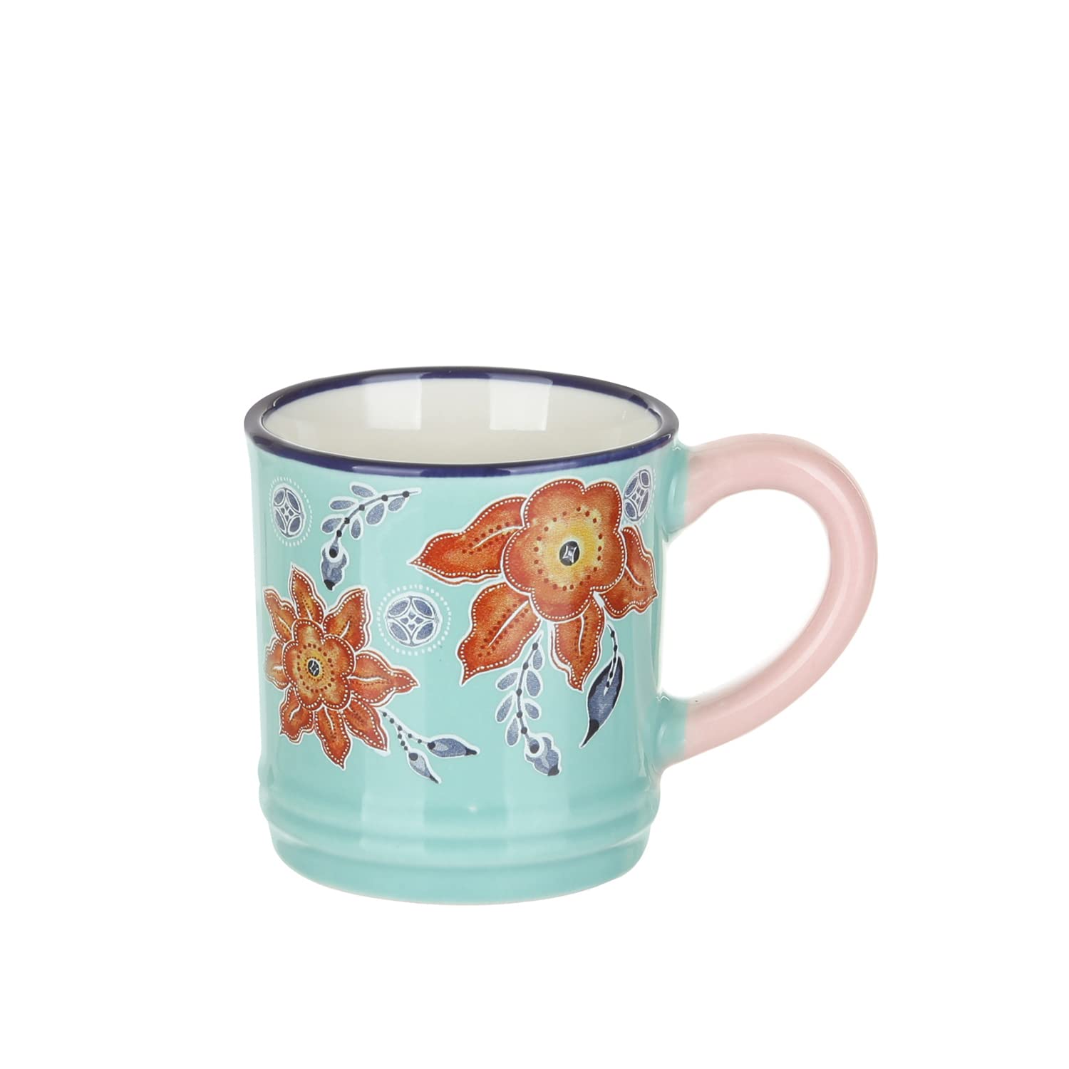 Service à Café Floral Kasanova - 6 Tasses 90 Ml Avec Soucoupes Assorties - Porcelaine Bone China, Micro-ondes Et Lave-vaisselle