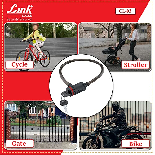 Link Multipurpose Cable Key Lock 100 Cm Length for Cycles, Bikes, Helmets Or Scooters Assorted Colour | 2 Keys | 1 Lock | Cl-03 (Pack of 1) 3 61V4U0UBXfL