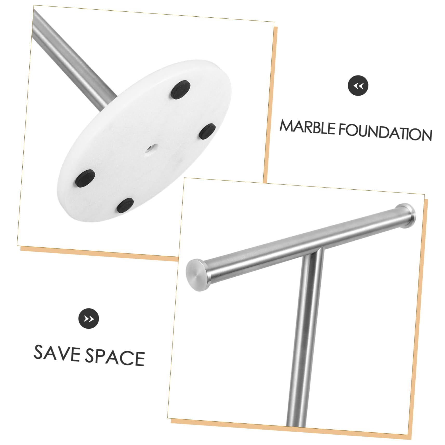 Cabilock Toallero De Mano De Acero Inoxidable Cepillado Base De Mármol, Soporte para Toallas De Baño Compacto y Portátil, Barra Forma De t Estable para Encimera, Organizador Práctico para Lavabo