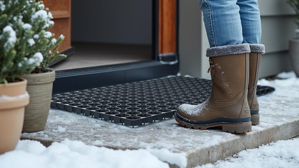 Entrando Alfombrilla de goma para anillos, 80 x 120 cm, exterior de 22 mm de grosor, con diseño de panal y protección antideslizante, para tiendas, establos, cabañas de esquí, entrada comercial