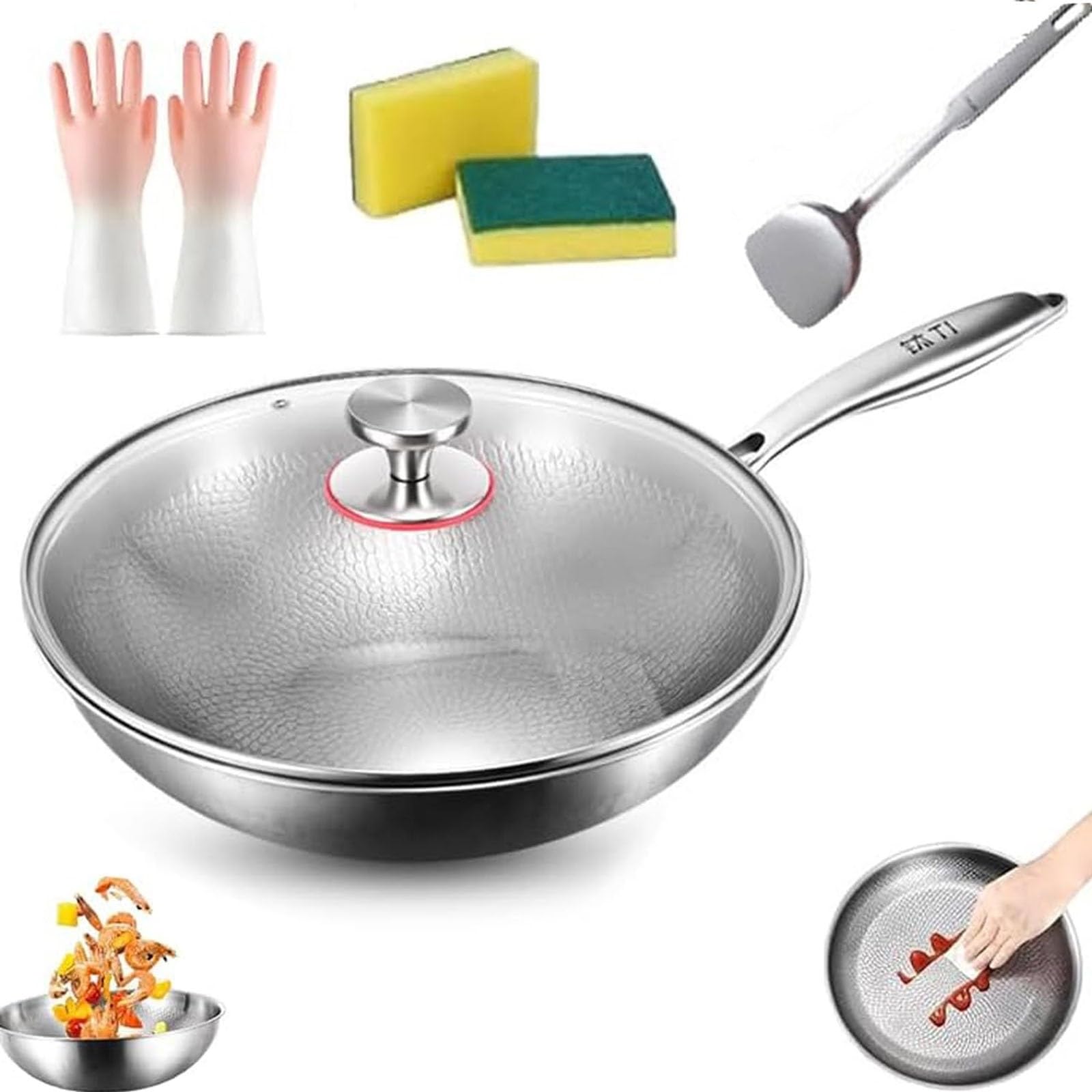 Poêle martelée de 30 cm haute résistance compatible tous feux et four
