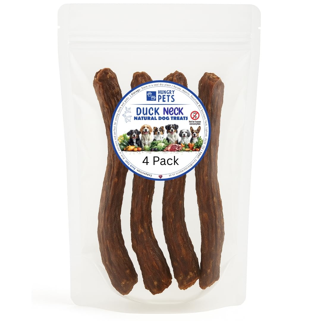 Hungry Pets Duck Necks 4 Pack – Natural Dog Treats Chews, Grain Free, High Protein