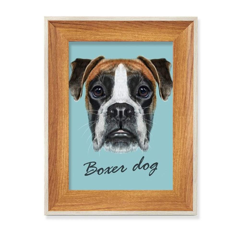 Cadre photo de boxeur chien en bois noble, affichage tableau art de prestige