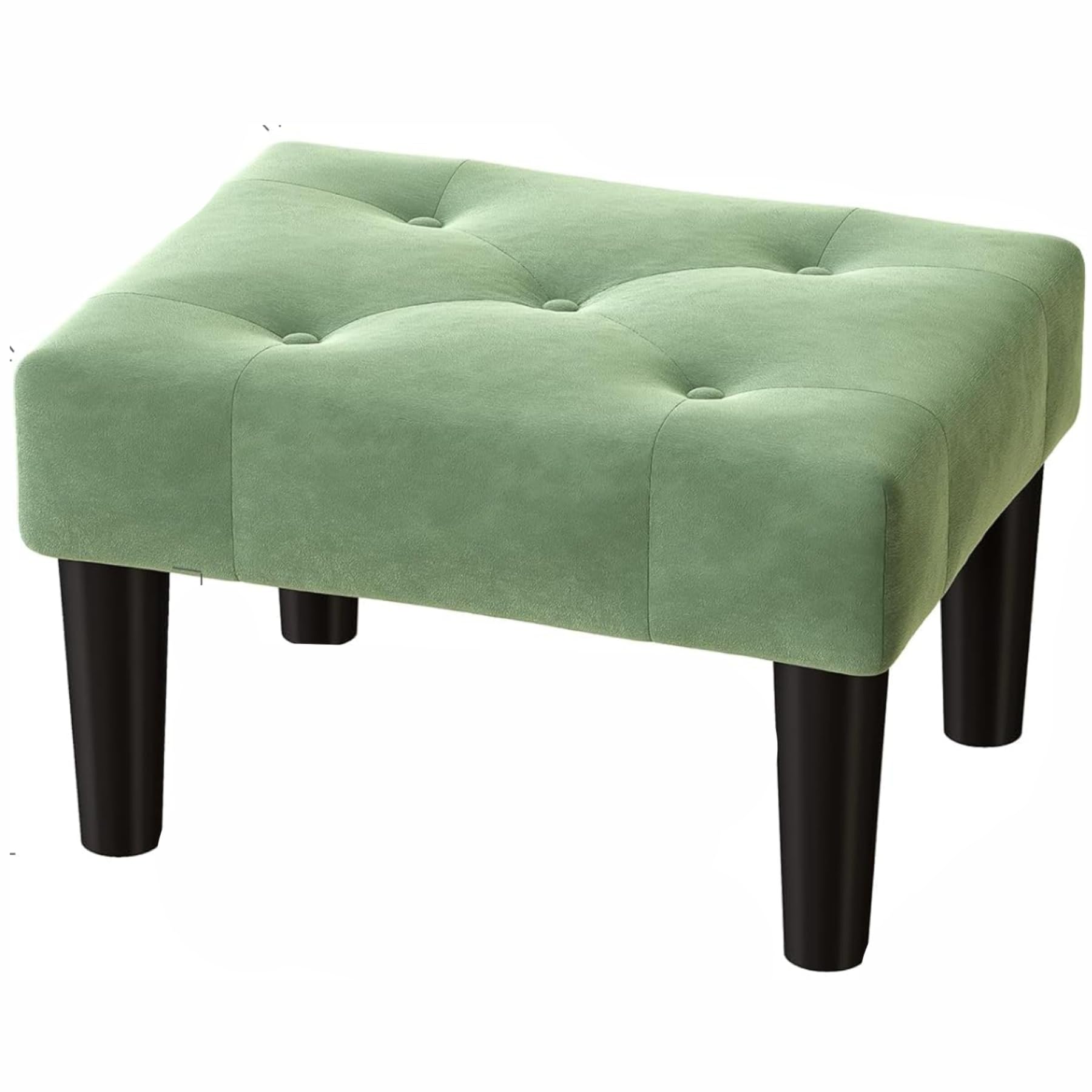 WellHouze Foot Stools, Small Ottoman Velvet Soft Footrest Ottoman with Black Wood Legs, Sofa Footrest Extra Seating Stool for Living Room Entryway Office Green Pack of 1-image-35