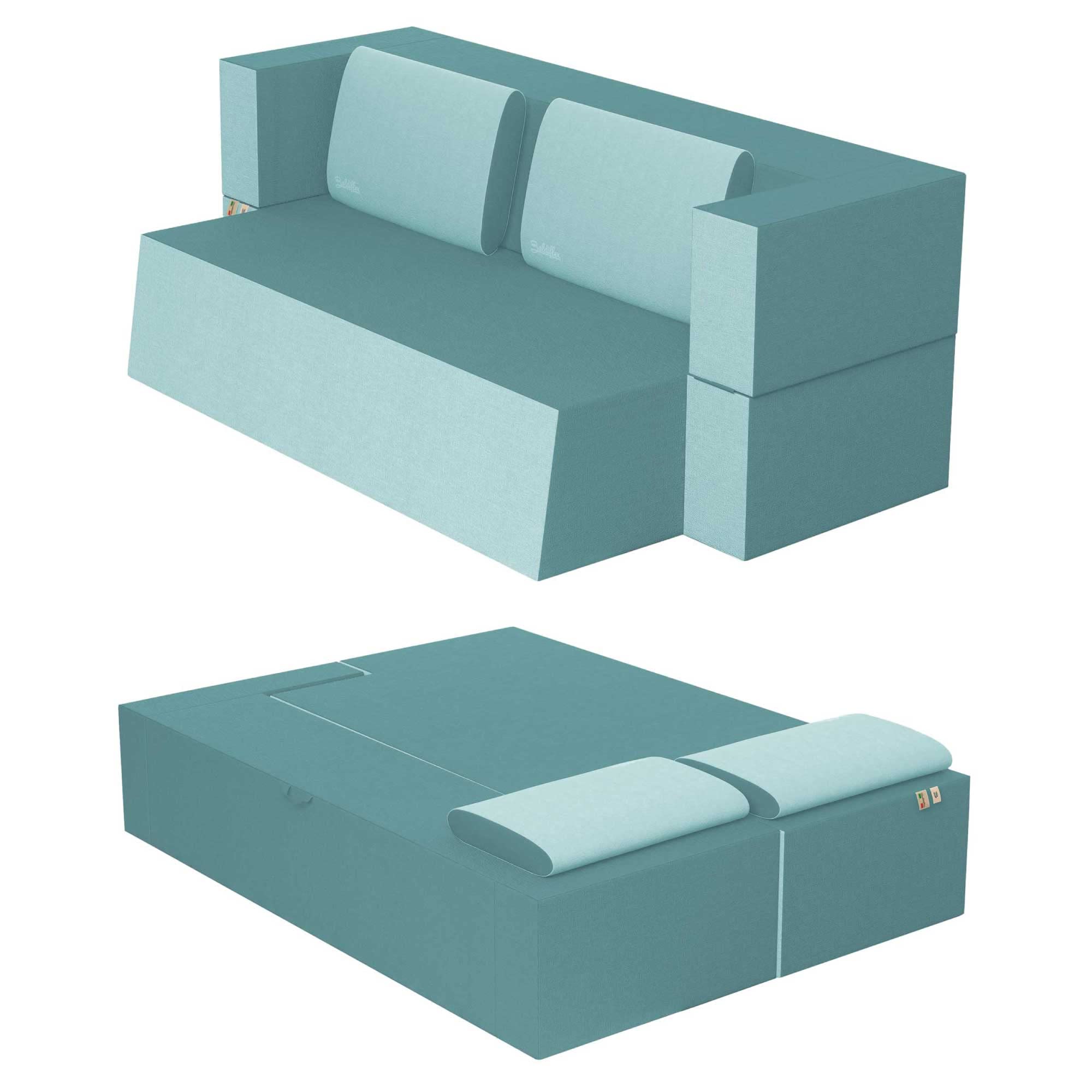 Divano Letto Baldiflex Praticho 2 Posti - Memory Foam, Rivestimento Lavabile, Colore Arancio