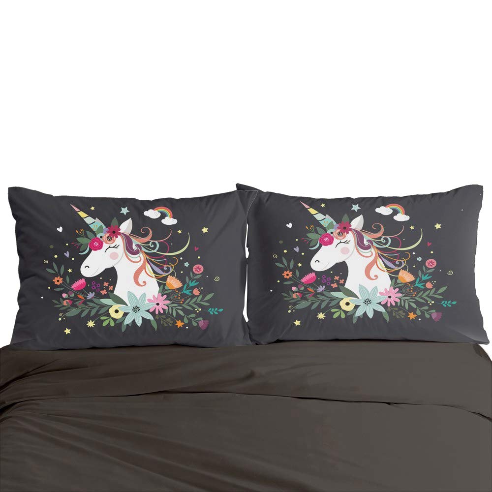 Set di biancheria da letto con unicorno, per ragazze e bambini