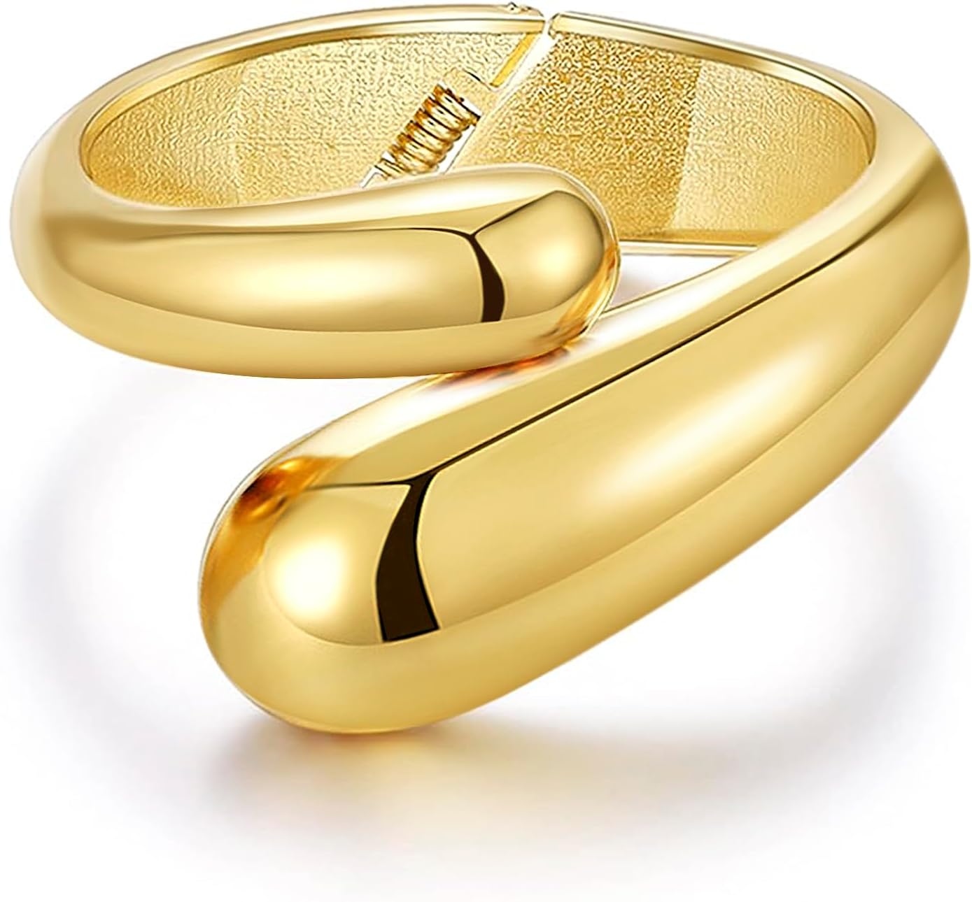 fersltilyChunky 14K Gold Plated Cuff Bracelets Bangle Bracelets for Women 14K Gold Polished Thick Waterdrop Statement Bracelet Open Cuff Bracelet Gifts for Women Jewelry Trendy