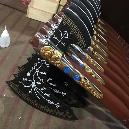Miniatura 6 de God of War Kratos Axe Leviathan Axe Replica Axe- Handmade Forged Stainless Steel Bearded Axe with Genuine Leather Sheath Viking Axe Hatchet and