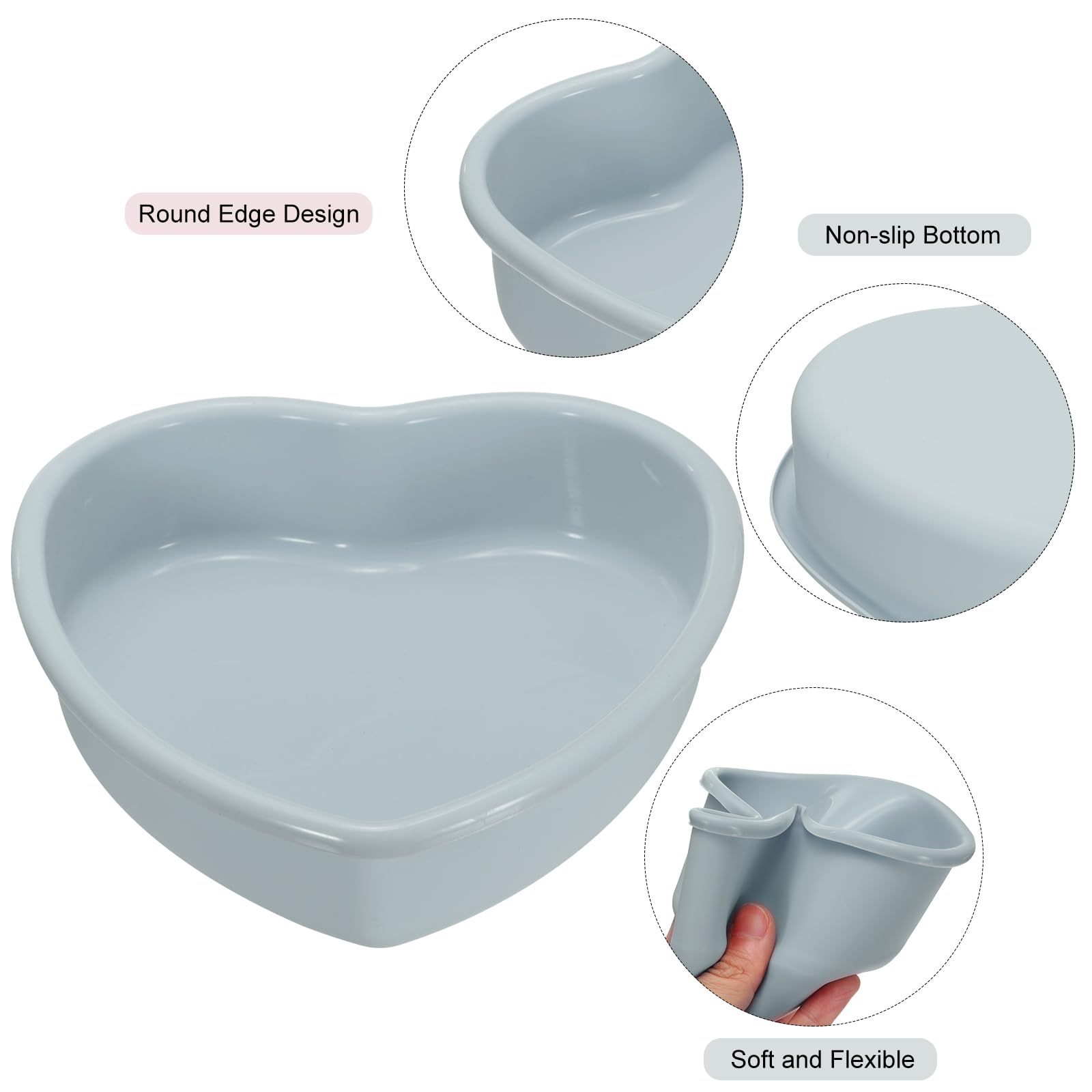 uxcell Lot de 2 moules à gâteau en silicone en forme de cœur, 30,5 cm, anti-adhésifs, pour gâteaux, muffins, gâteau au fromage, gris