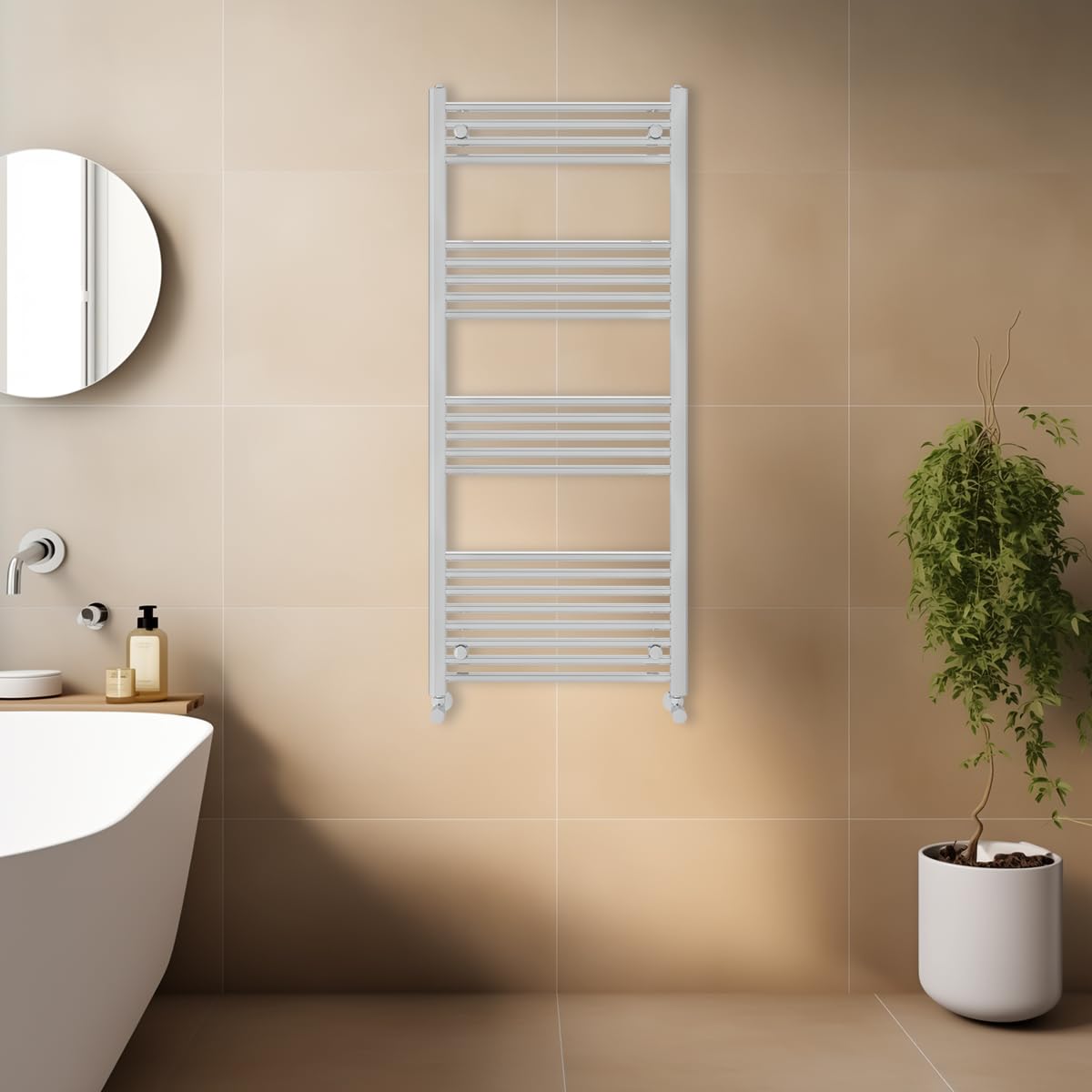 Warmehaus Contemporary Straight Heated Towel Rail Chrome 1400 x 600mm