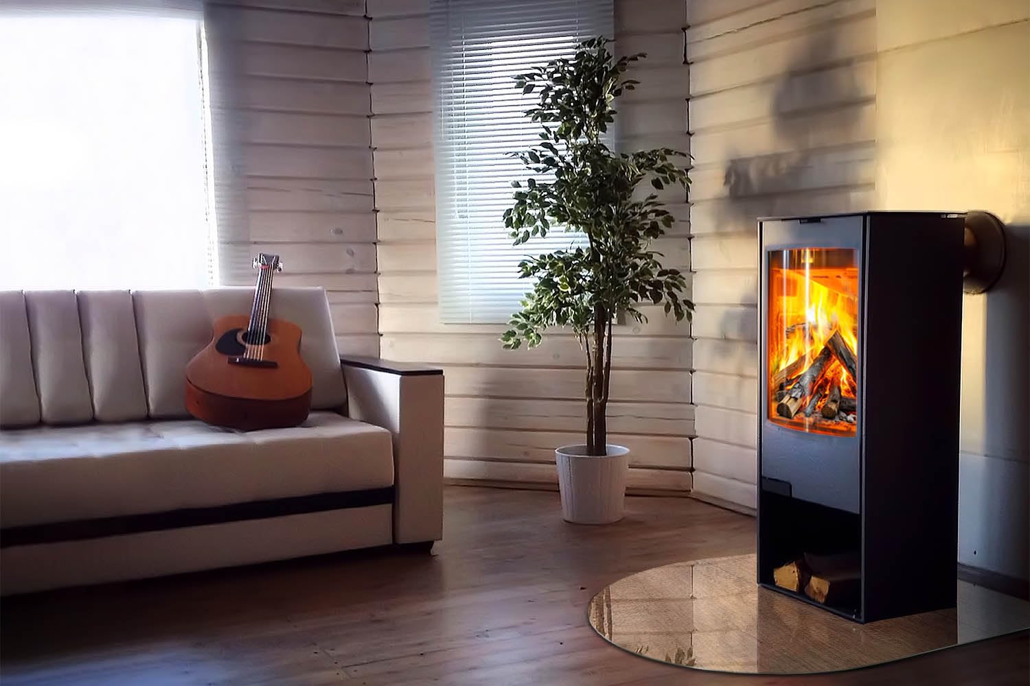 Piastra per camino e stufa 100x100 cm Design Elegante Arco Resistente alle Alte Temperature Protezione del Pavimento di Vetro Temperato Resistente a Scintille - Modello in legno naturale